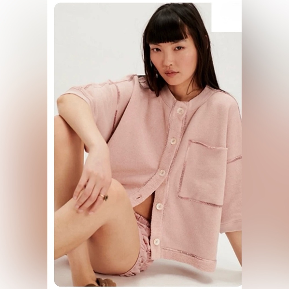 Free People Blush Button-Up Cardigan